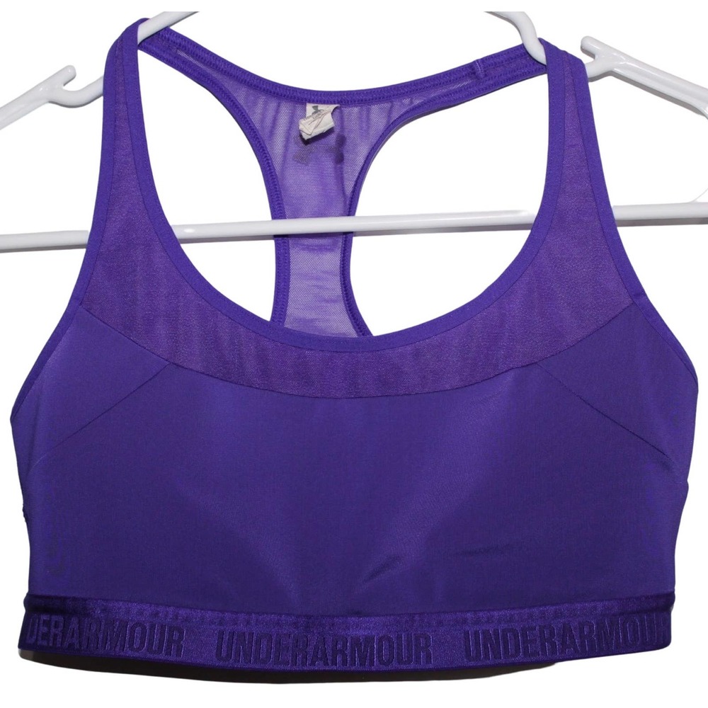 Women's Under Armour Purple Athletic Compression Racerback Sports Bra Size Small